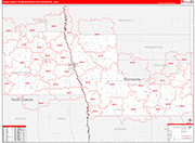 Grand Forks Metro Area Wall Map Red Line Style